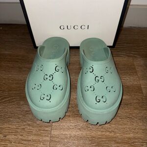 Gucci Pastel Green Slip-On Clogs